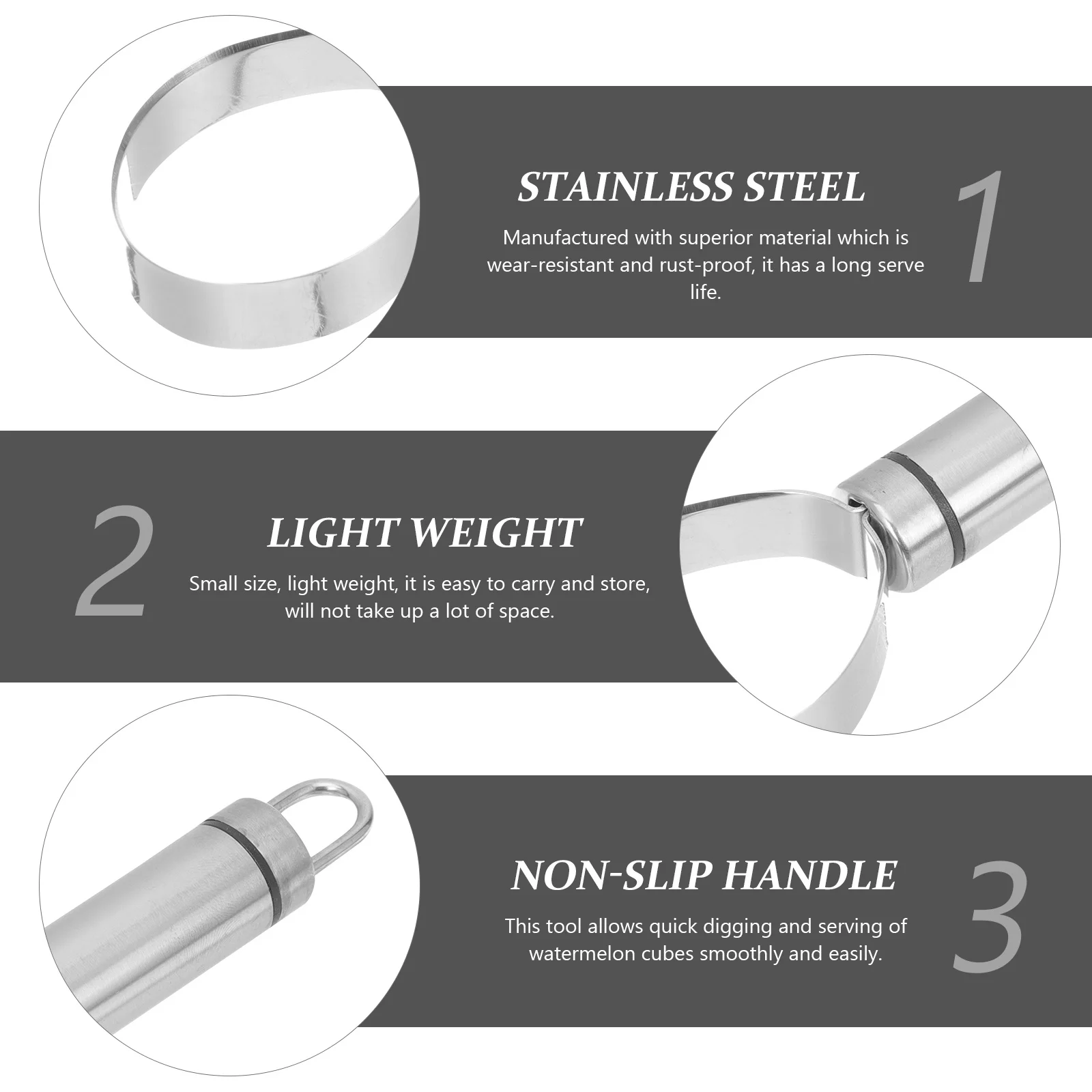 

Stainless Steel Watermelon Scoop Portable Silver Fruit Slicer Home Kitchen Gadgets Multipurpose Fruits Cutter Watermelon Cutting