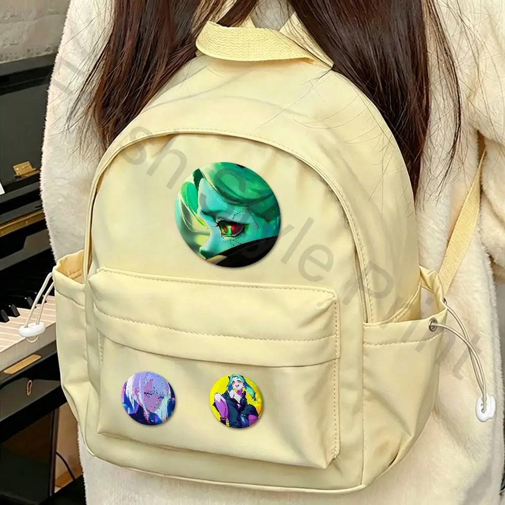 Character Rebecca Lucy David Martinez Pins 58mm Cute Cartoon Badge Handmade Brooches for Backpack Accessories