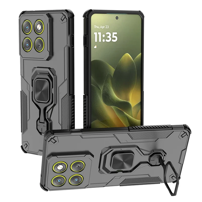 Capa Magnética à Prova de Choque para Motorola Moto Edge 70 60 Fusion 50 Pro 40 Neo com Suporte de Anel Metálico e Proteção para Câmera