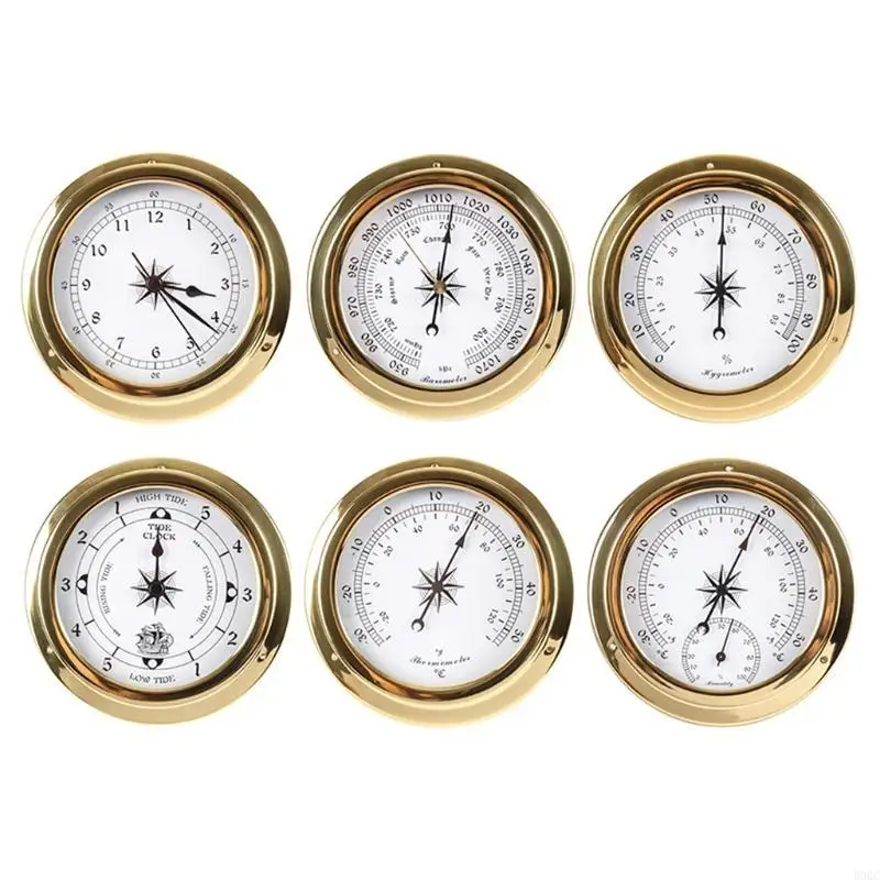 B0KC Wall Mounted Thermometer Hygrometer Barometer Watch Tidal Clock