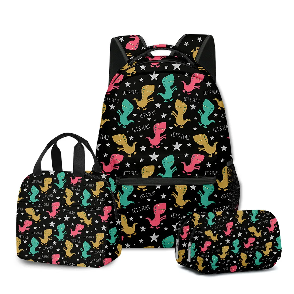 

Cartoon Youthful Novelty Funny dinosaur 3D Print 3pcs/Set Student Travel bags Laptop Daypack Backpack Lunch Bag Pencil Case