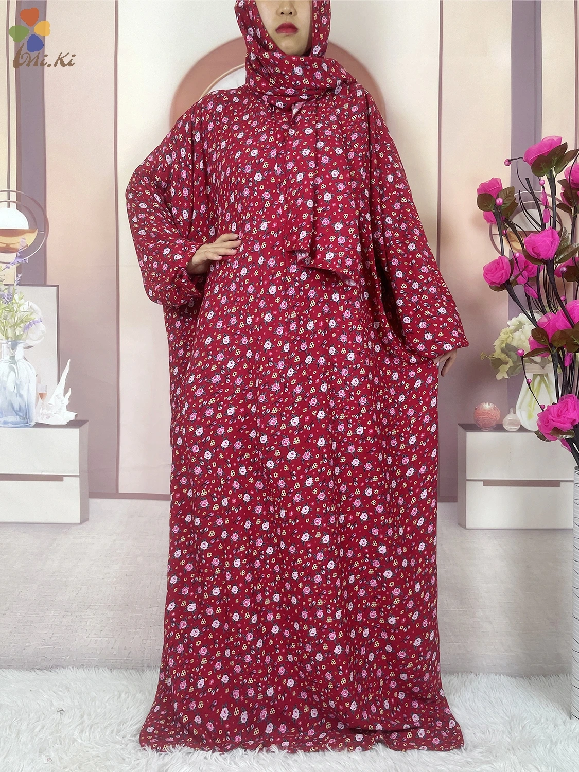 Mulheres muçulmanas Abayas Ramadan Prayer Dress, Vestido solto impresso, Robe Oriente Médio, Roupas de algodão, Dubai, Turco, Novo, Africano