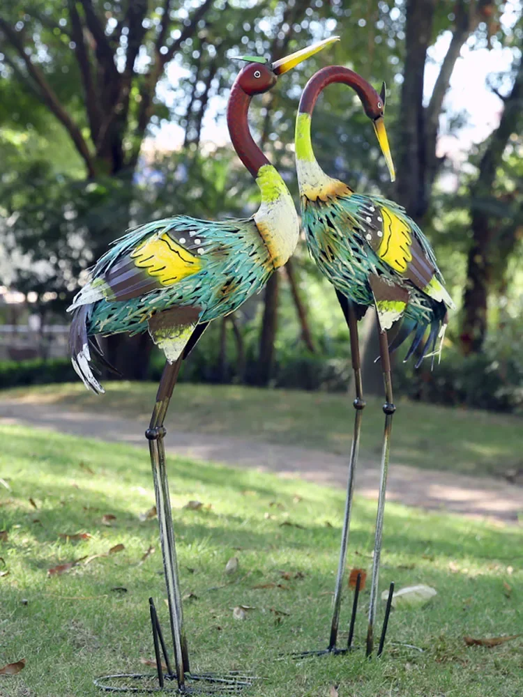 

Retro Iron Floor Standing Ornaments, Customized Colored Crane,Balcony, Garden, Terrace, Courtyard, Outdoor Decoration, Landscape