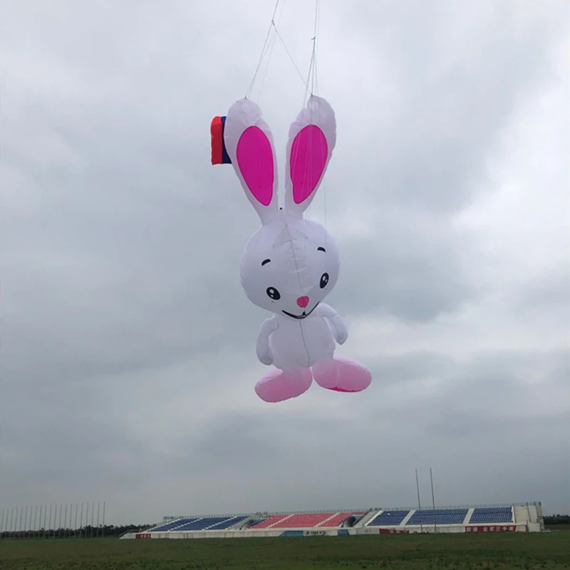 gratis verzending konijn zachte vlieger hanger voor volwassenen 4,8 m hoge kwaliteit enorme nylon dier zachte opblaasbare vliegers outdoor drakenkoord