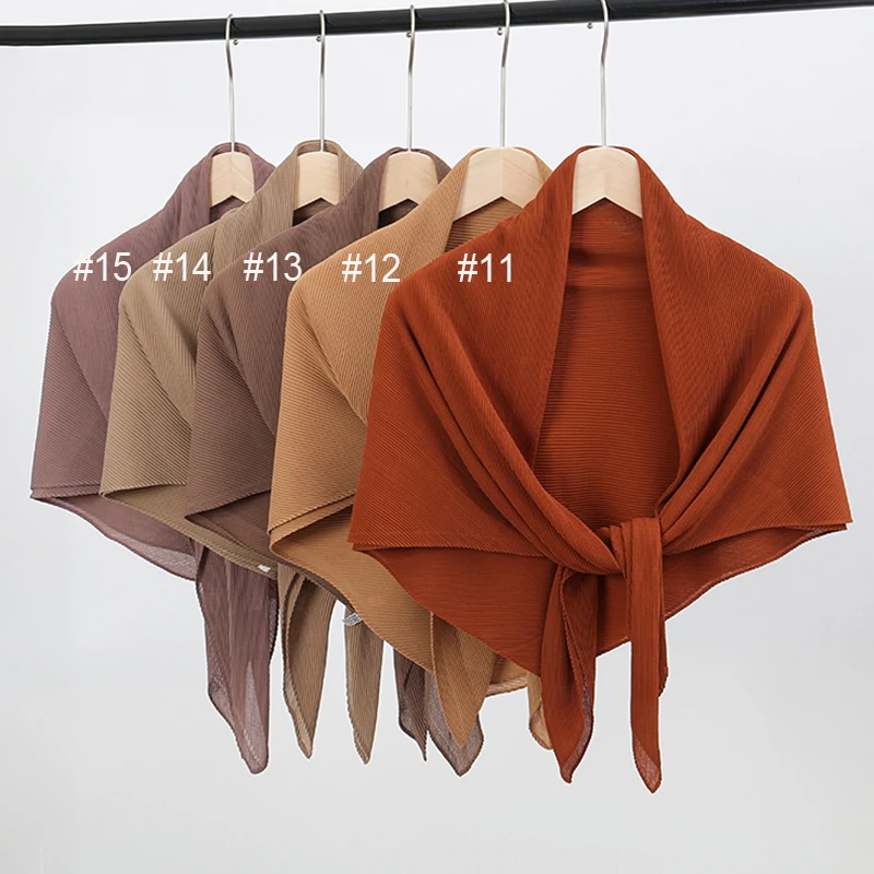 Pleated Chiffon Square Scarf For Women Solid Chiffon Hijabs Scarf Shawl Muslim Headscarf Wraps Islamic Turban Headband Foulard