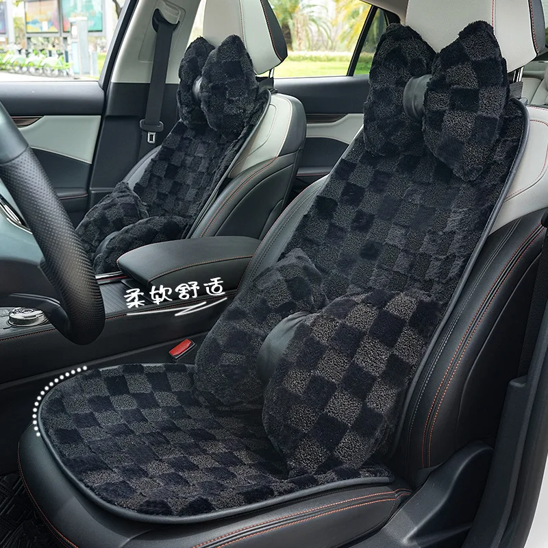 

Fashion Universal Plush Car Seat Cover Breathable Anti-Slip Cover Cushion SUV Car Seat Protection with Cute Flower Pillow