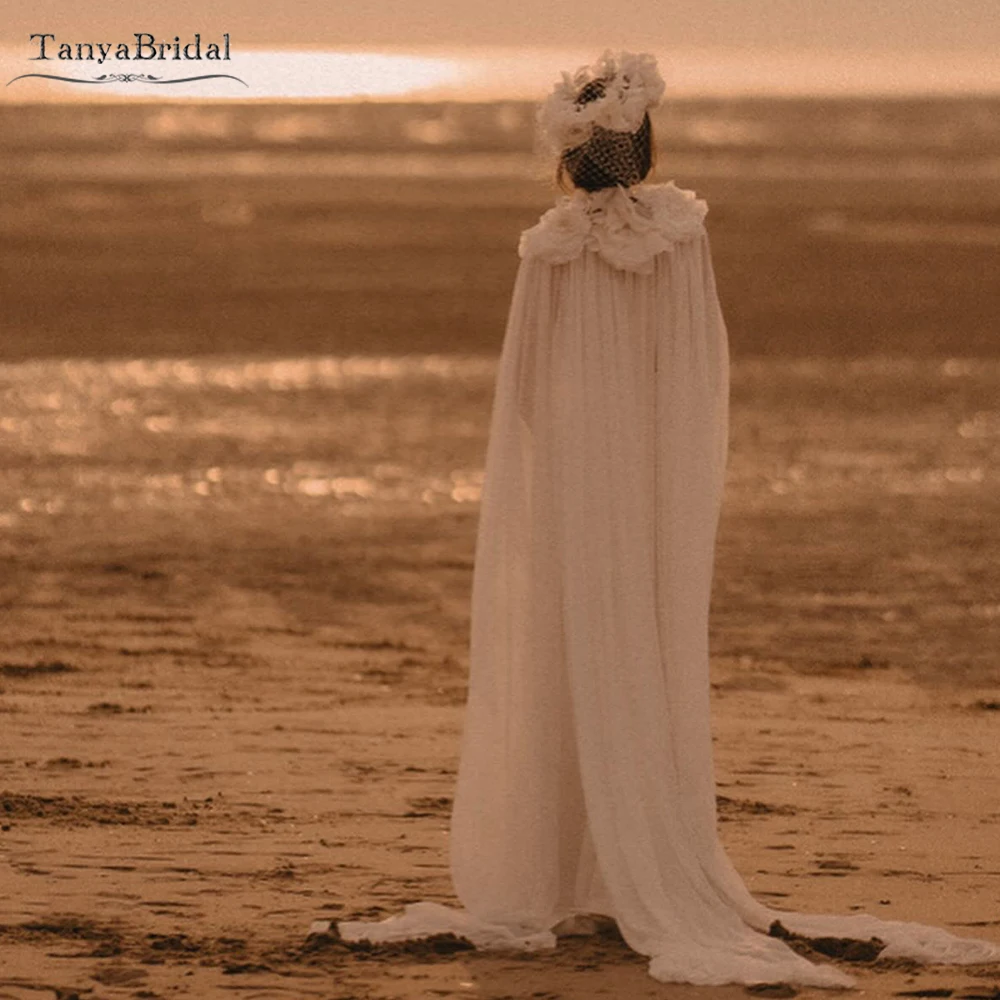 الجنية الشيفون الزفاف الرأس مع الزهور على الرقبة، سترة الزفاف، اكسسوارات الزفاف شيك DJ516 #1