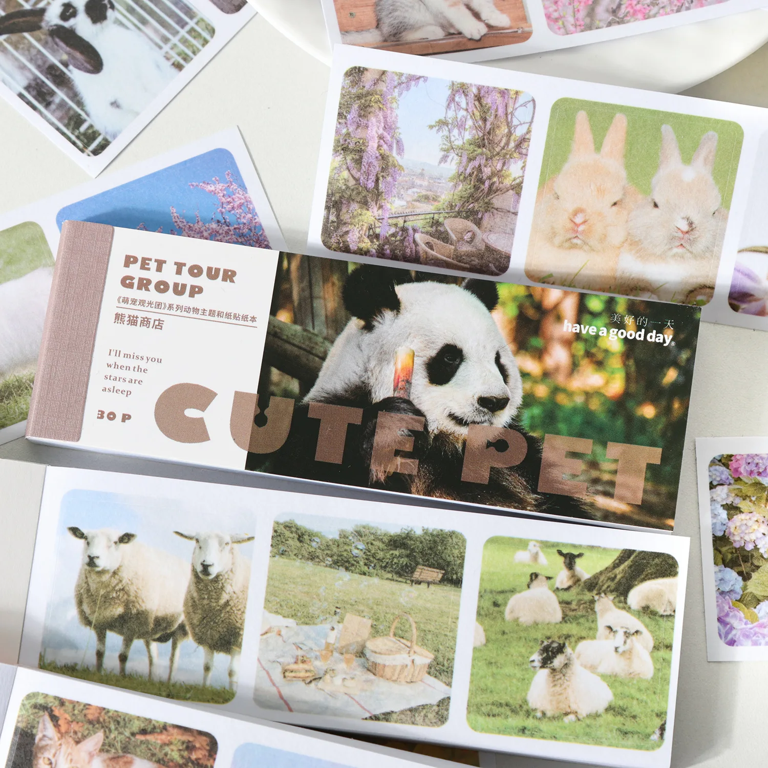 Mini Sticker Book Kawaii Animals Panda Duck Decorative 30 Sheets Sticky Seal for DIY Diary Scrapbook School Supplies Stationery