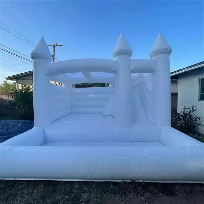 Château Gonflable Blanc pour ixPréChristophe, Maison de Rebond pour Mariage, Glissière Commerciale Amusante pour Enfants