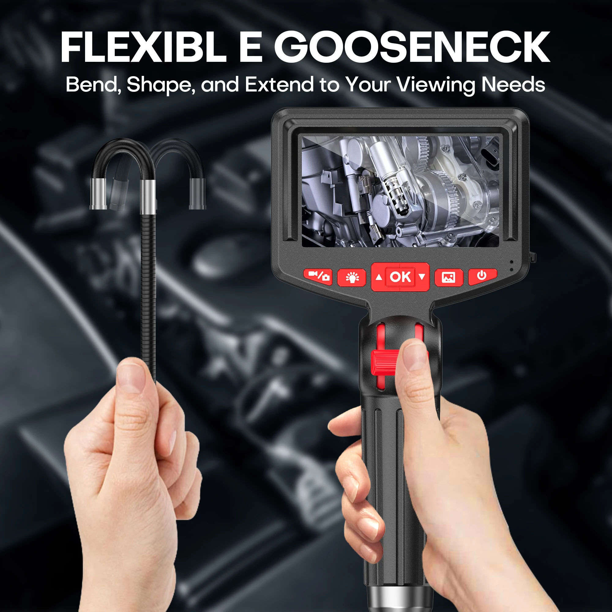 Imagem -06 - Wdlucky-articulating Borescope For Car Engine Câmera Endoscópio Ips Way Direção 360 ° 1080p mm 1.7m 430m mm