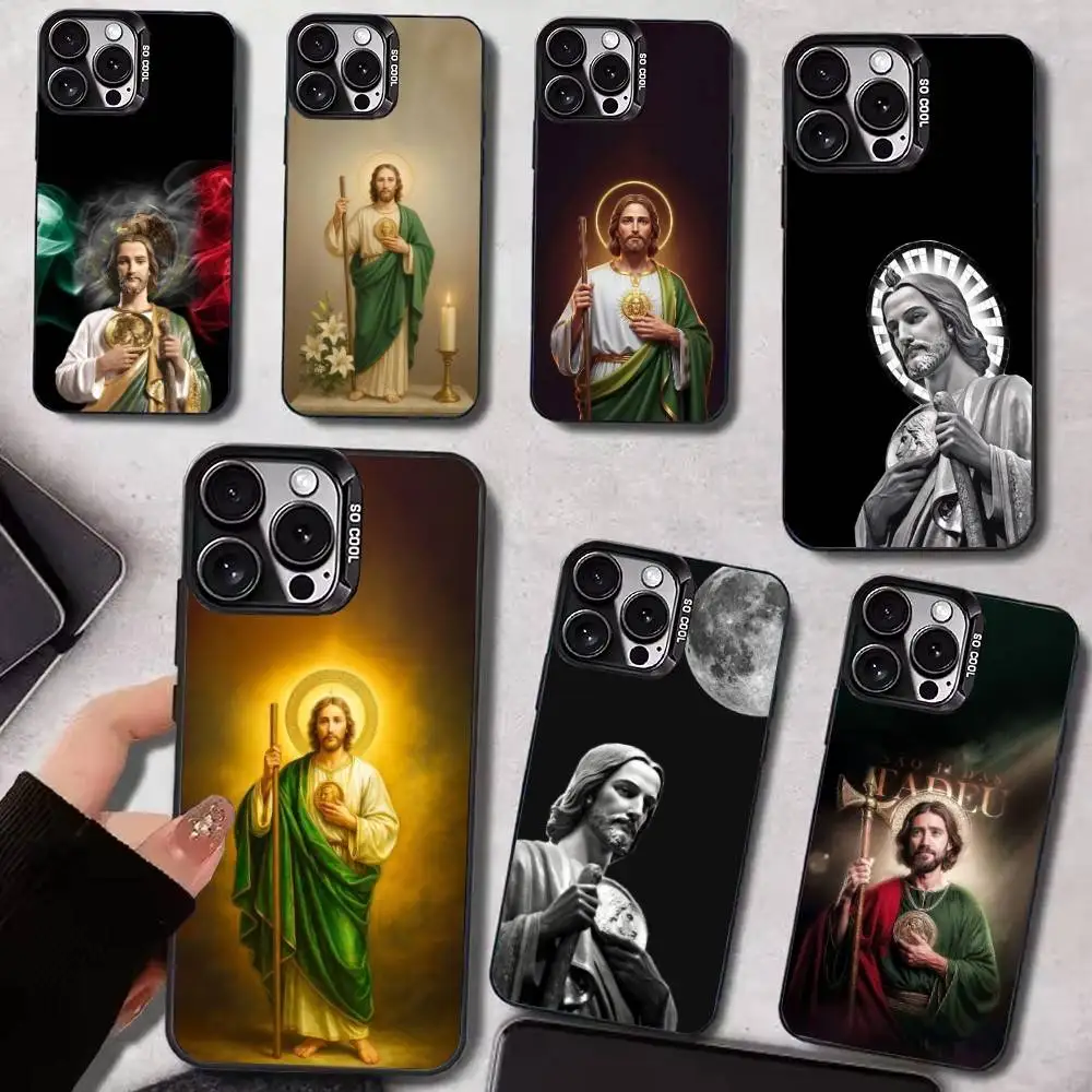 

Judas the Loyal San Judas Tadeo Colorful Silver Back Phone Case For IPhone 17 16 15 14 13 12 11 Plus Pro Max Plus