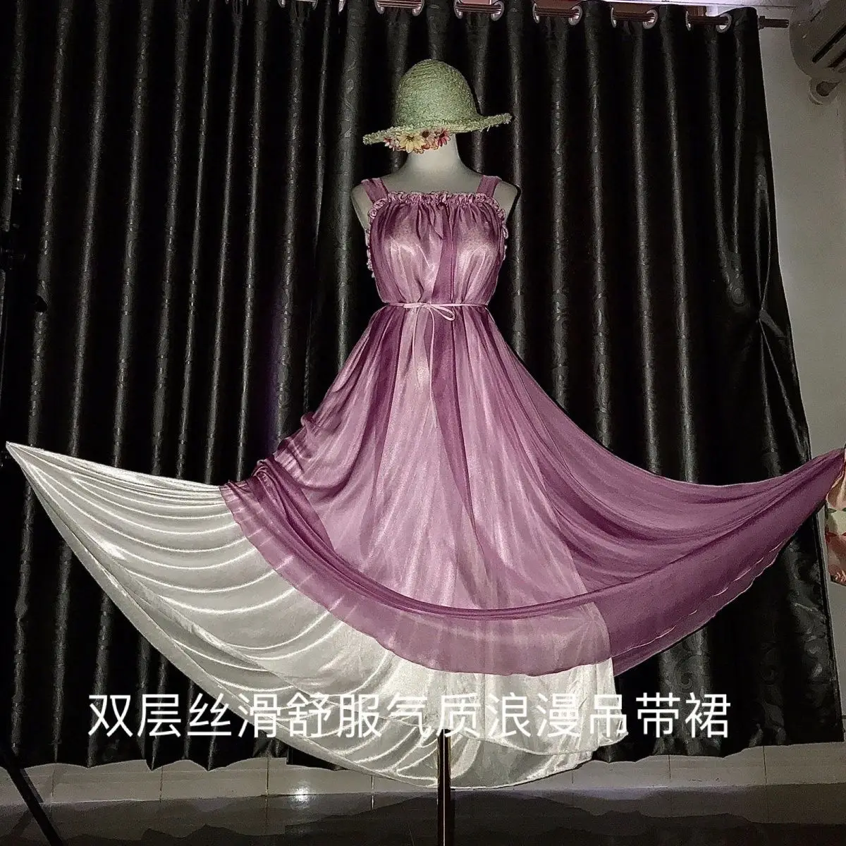 Glossy Ruffles Women Satin Long Maxi Dress Elegant Sleeveless Mesh Elegant Dresses