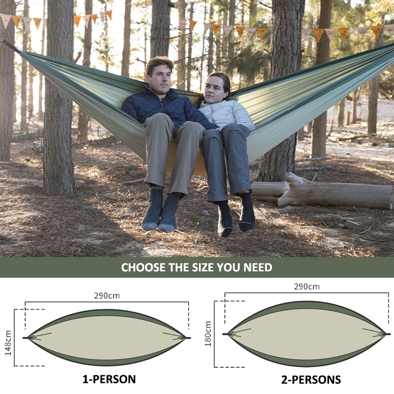 Naturehike Portable 240T Pongee Hammock Single and Double Person Outdoor Camping Hiking Garden Hammock Swing Hanging Bed