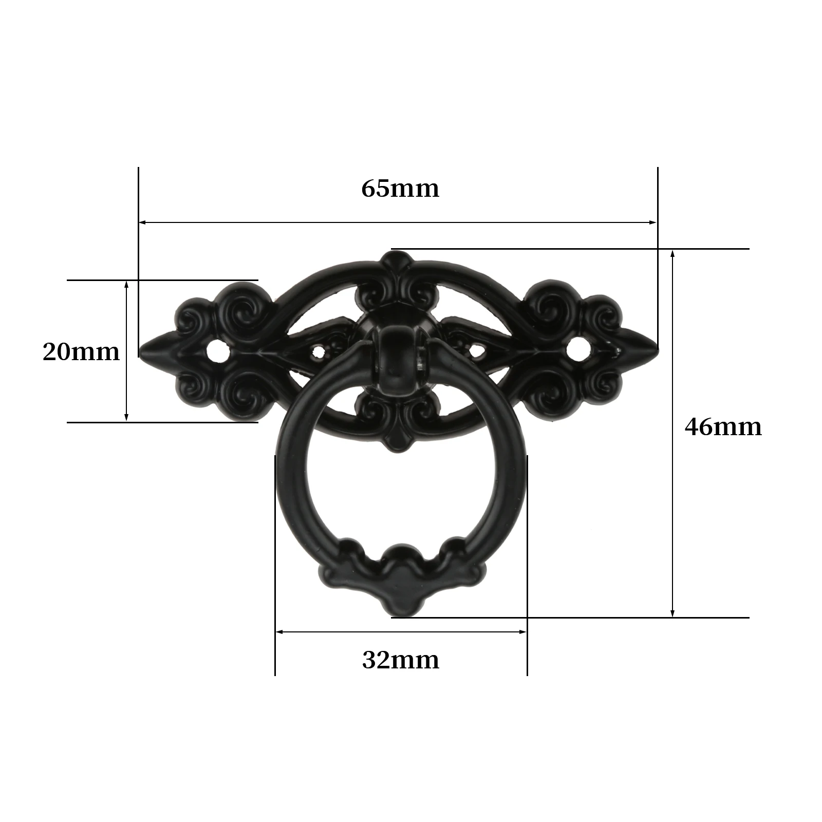 1PC Black Antique Cupboard Pull Retro Knobs Zinc Alloy Kitchen Drawer Cabinet Door Handle Furniture Handles with Screws 65*46mm