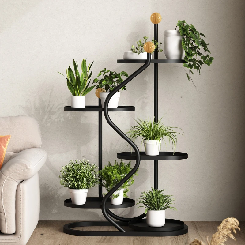 

living room Home plant stand floor-to-ceiling save space minimalist modern plant shelf Circular balkon möbel Outdoor furniture