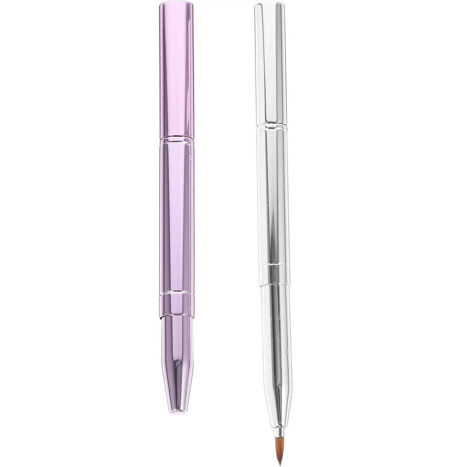 2 個両端リップブラシ格納式プレミアムメイクアップツールリップグロスコンシーラー適用用ポータブルコンパクトデザイン柔軟