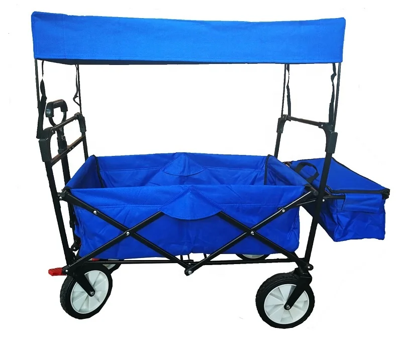 Portable Utility Wagon Home Garden Wagon Cart With Storage Basket Folding Cart Camping Cart Outdoor Wagon 4 Wheels Beach Trolley