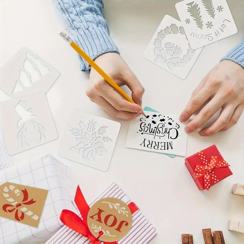 Christmas Painting Stencils 24Pcs Reusable DIY Drawing Templates for Home Wall Window Xmas Decor Art Craft