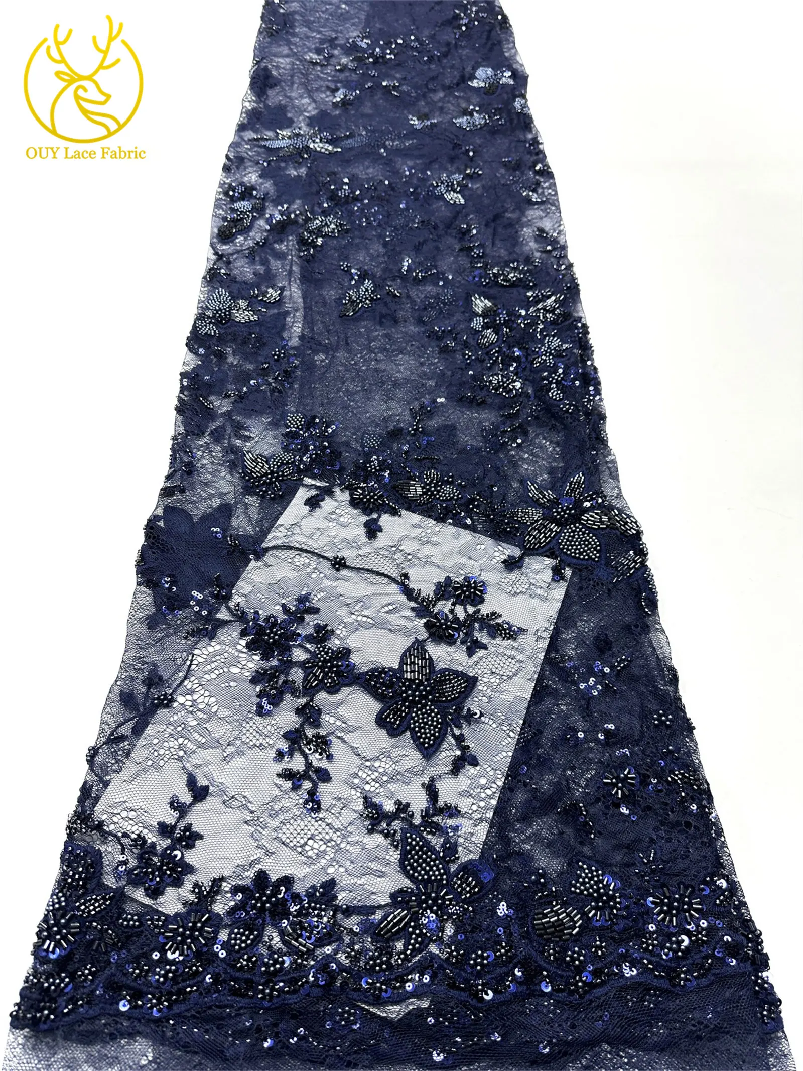 Grün Frankreich Damen Kleid Perlen Spitze Stoff 2026 Hochwertige afrikanische Stickerei Pailletten Spitze Stoff Party Abendkleid Stoff – Detail 25
