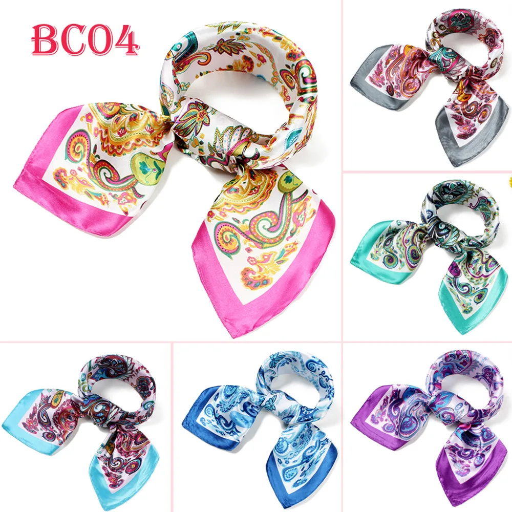 Foulard Luxury Silk scarf square Satin scarf square scarfs NeckerChief  60CM spring reaationary flower BC04