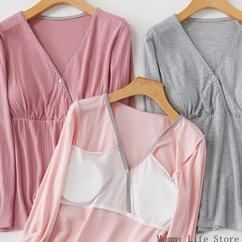 Стильная ночная рубашка для кормящих мам, мягкая дышащая одежда для сна для кормящих мам