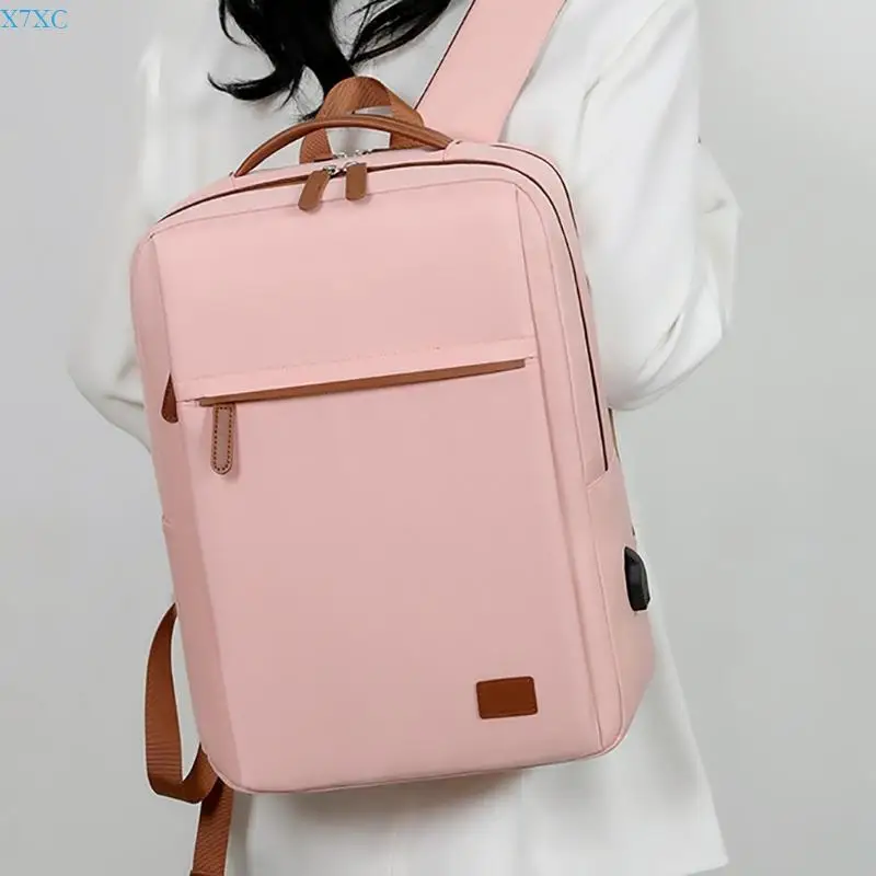 X7XC Practical School Bag Large Capacity Laptop Backpack with USB Charging Port
