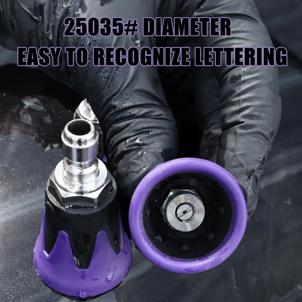 Fächerförmige Kratzschutz-Düse für Autowaschanlagen-Wasserpistole mit 1/4' Schnellanschluss und weicher Gummihülle mit 1,16mm Lochgravur – Detail 17