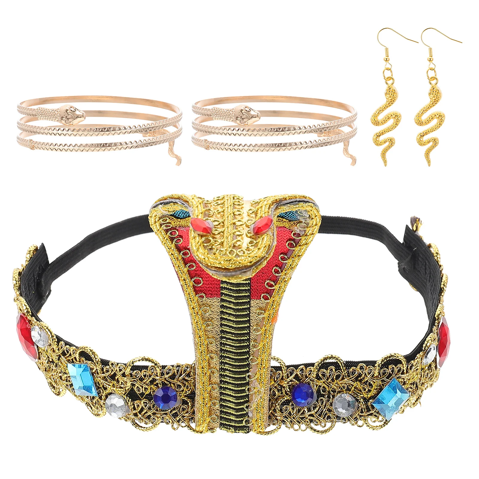 

4Pcs Snake-shaped Headband Bracelet Set Durable Reusable Accessories Halloween Hair Band Party Hoops Prop