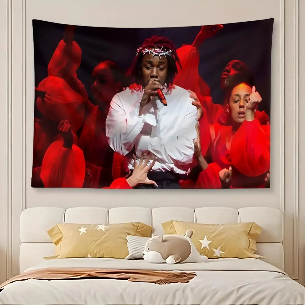 Singer K-Kendrick Lamar Rapper Tapestry Art Decor Banner Microfiber Backdrop for Bedroom Living Room Bar Garden Party