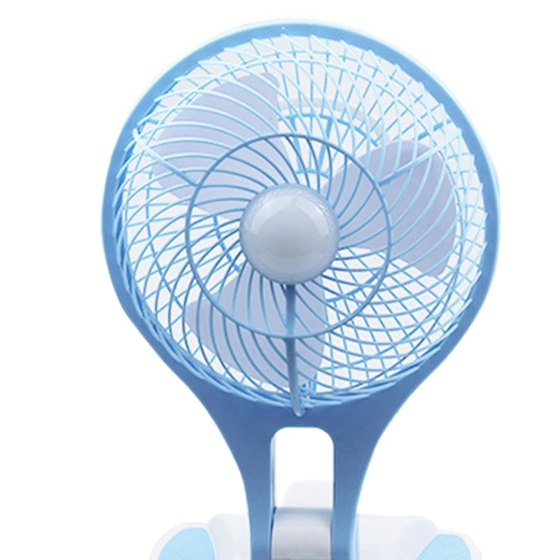 Mini ventilateur électrique pliable, petit format, design de dessin animé, pour le bureau et la maison, avec base bleue