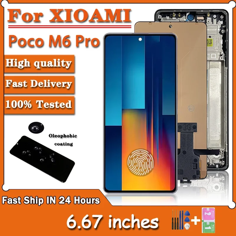 

6.67"AMOLED For Xiaomi Poco M6 Pro 4G LCD Touch Screen Digitizer Assembly For Poco M6Pro Display With Frame