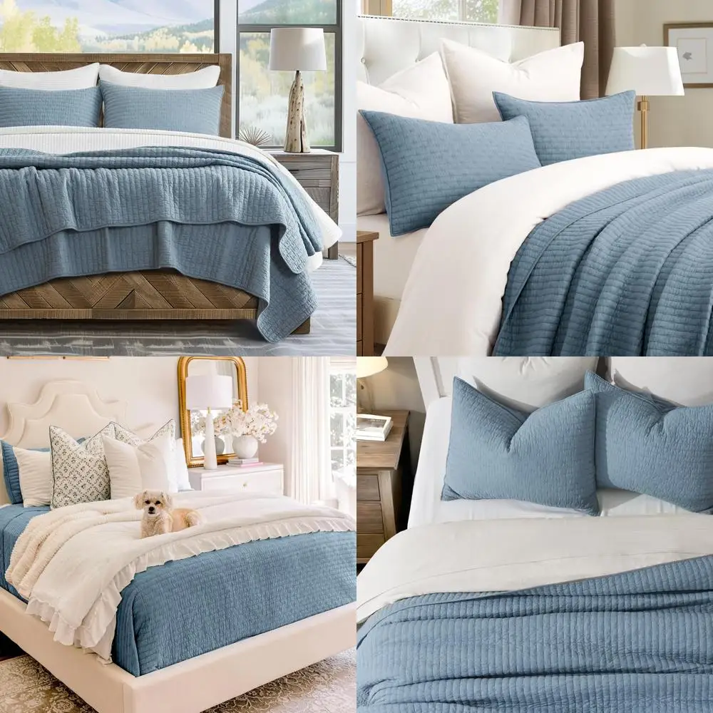 

Evergrace Kinsey Walsh Cross-Stitch Cotton Quilt Set King, Oversized 3-Piece Lightweight Bedspread Collection