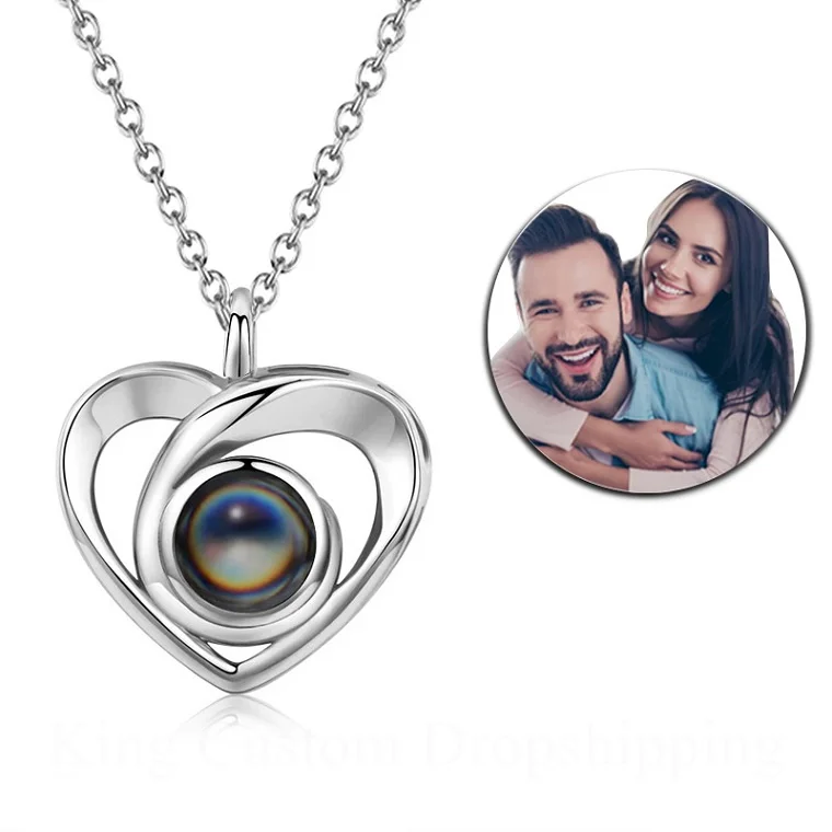 Customized Projection Cross Heart-Shaped Necklace for Mother's Day  Gifts Personalized Photo Memory Collection