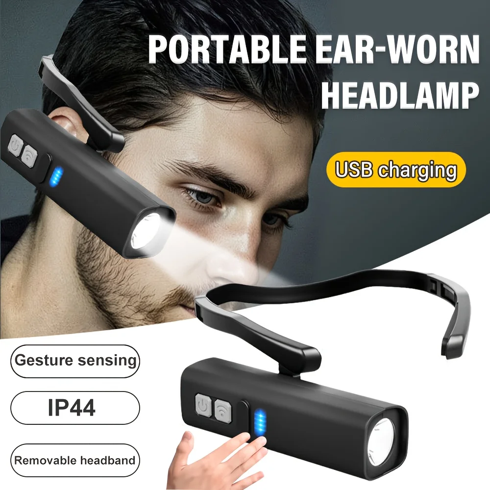 2025 Ear Clip Headlamp– Bright LED Headlight, Rechargeable Waterproof Head Flashlight for Fishing Hiking Running Cycling Outdoor