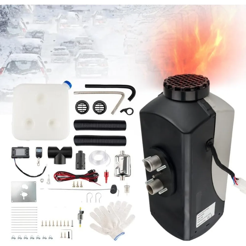 KAC 8KWディーゼルヒーター 12Vディーゼルエアヒーター 10Lタンク ディーゼルパーキングヒーター リモコンとLCDスクリーン付き、急速加熱 低N