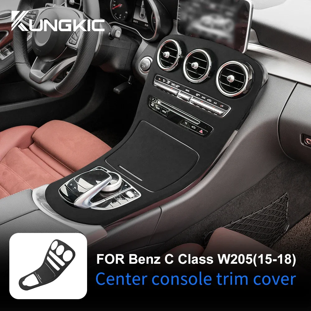 For Mercedes Benz C Class W205 2015-2018 Super Suede Center Console Gear Shift Panel Trim Sticker Car Accessories