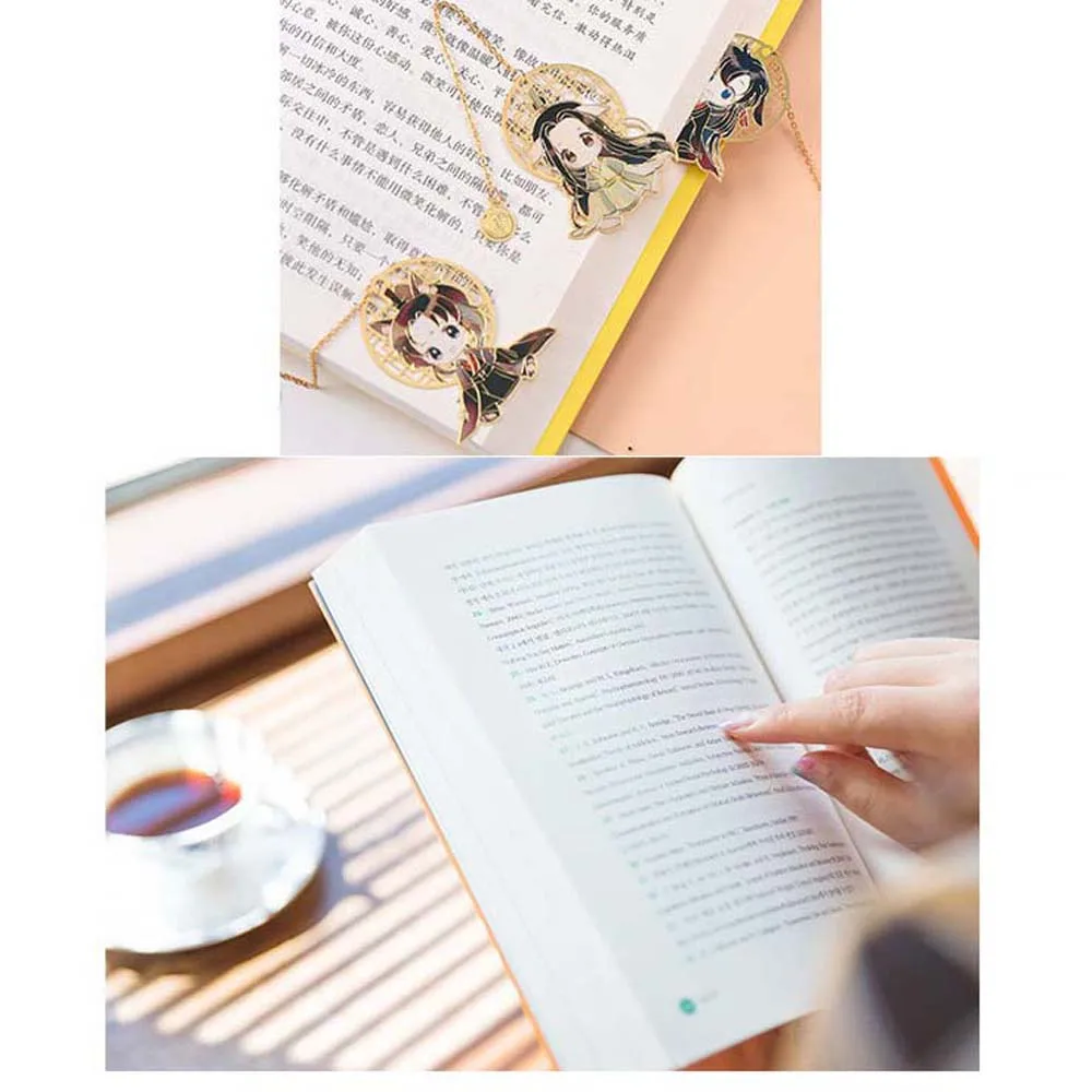 Vintage Tassel Hua Cheng Hollow Xie Lian Metal Pagination Mark Book Markers Stationery Bookmark Tian Guan Ci Fu