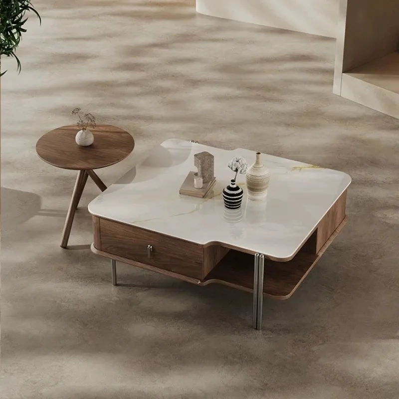 New, solid wood, coffee table combination color matching small apartment living room, household square