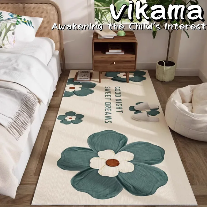 

Floral Area Rug – Soft Shiny Non-Slip Carpet, Machine Washable for Bedroom Living Room