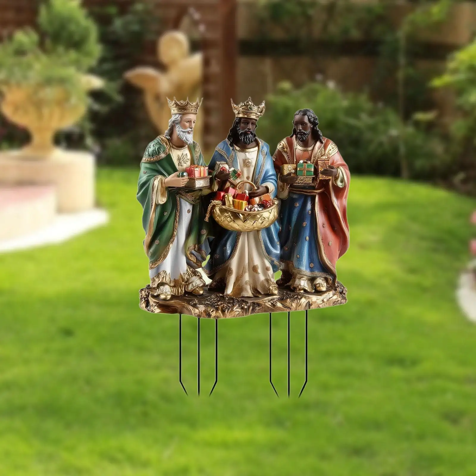 

Библейские фигурки садовый кол 2D акриловый знак религиозный двор художественный декор цветочный горшок