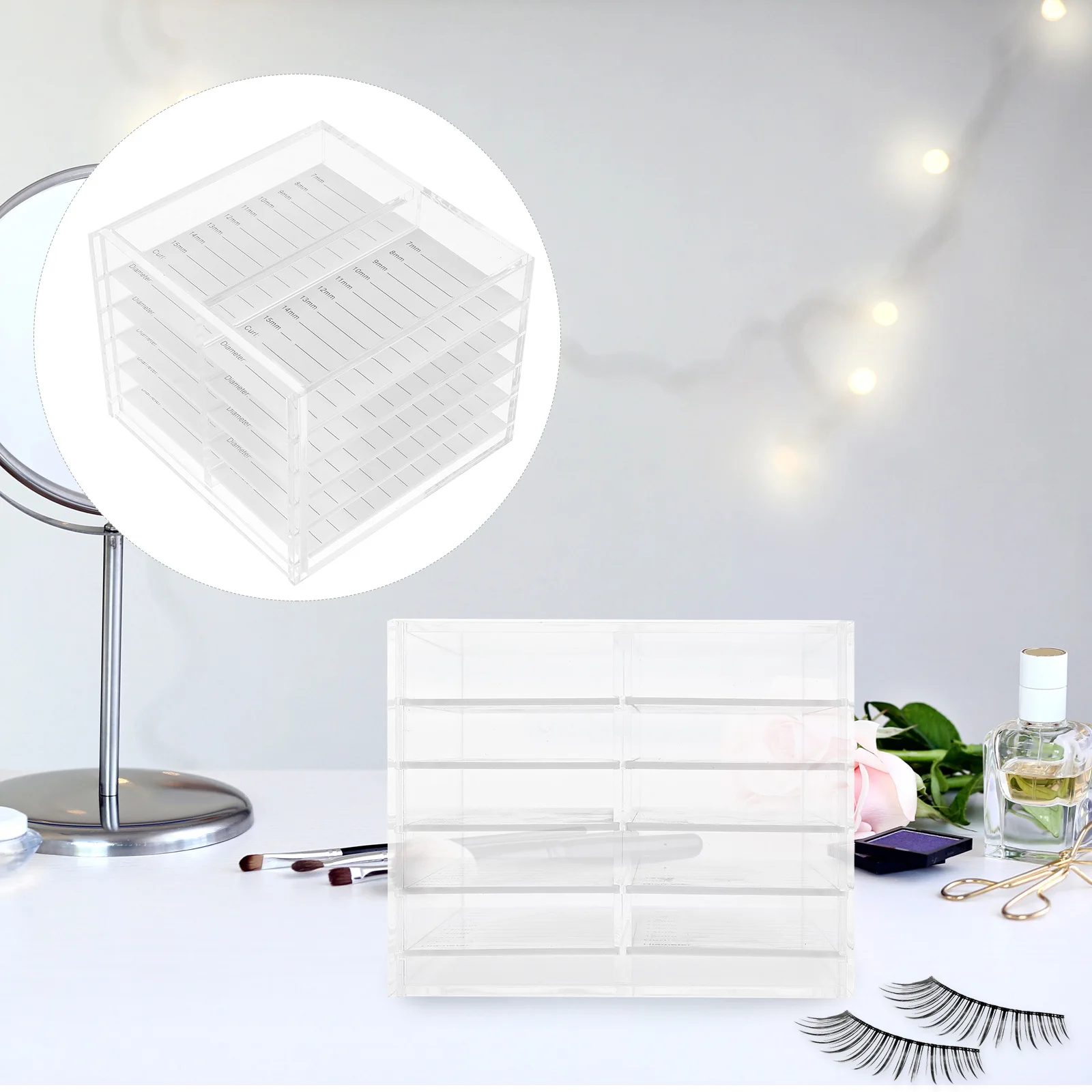 

Lightweight Acrylic False Eyelash Storage Box Multi Layer Eyelash Organizer Display Container Makeup Lash Packaging
