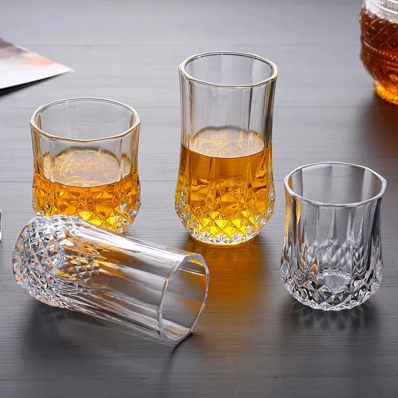 

TOPLIVING 4pcs Sets Engraved Whiskey Glass Light Luxury Wine Glasses High End Drinking Glasses Party Bar Exquisite Glassware Wat