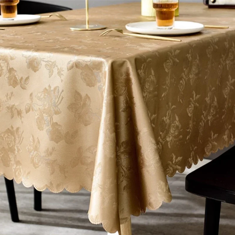 Plastic Lace Round Tablecloth Thick Multi-color Printed Tablecloth Waterproof Oil Resistant Washable Table Cover