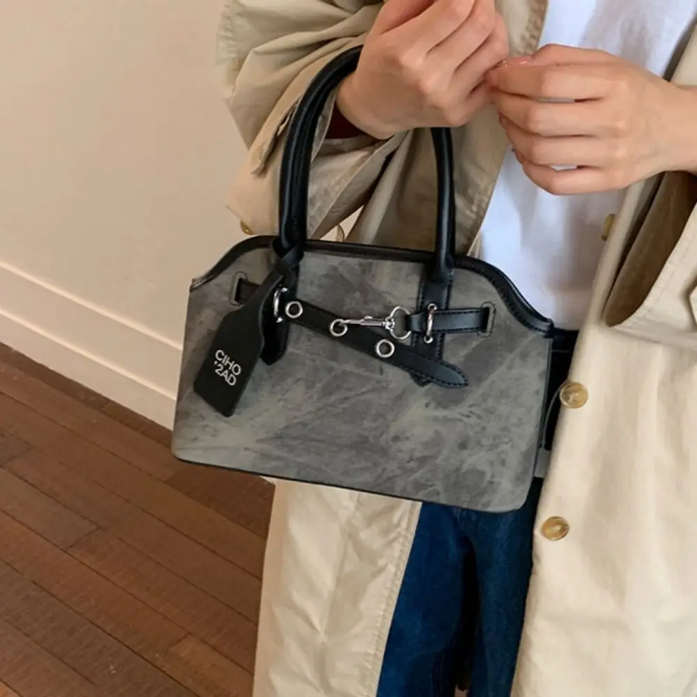 

Elegant Pure Color Belt Shell Handbag Korean Style Luxury Retro Underarm Bag Shoulder Bag Large Capacity Commute Tote Bag Travel