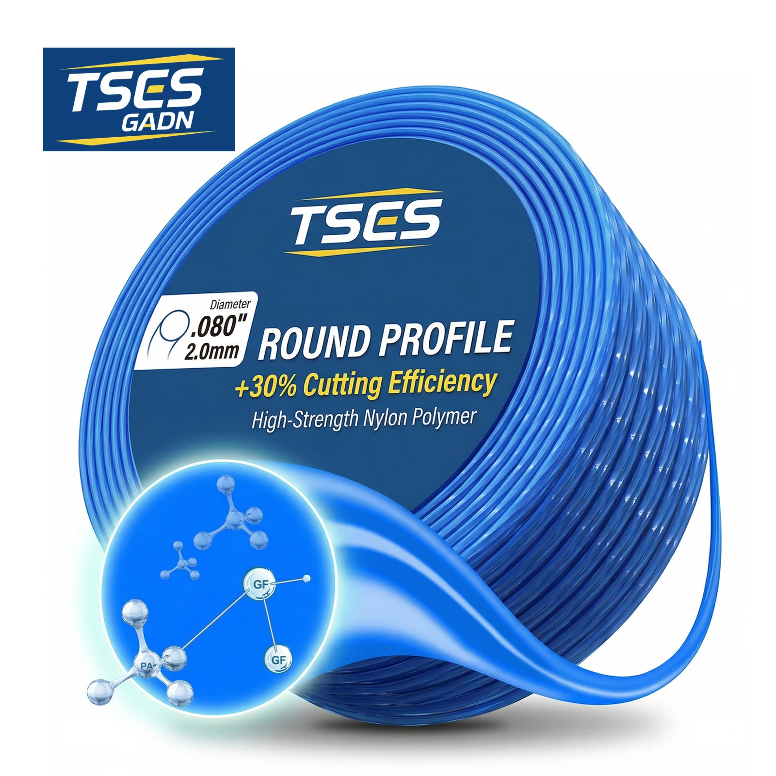 TSES Blue Weed Eater Line String Trimmer Line 1.6mm~4.0mm Round Nylon Weed Whacker Replacement Line