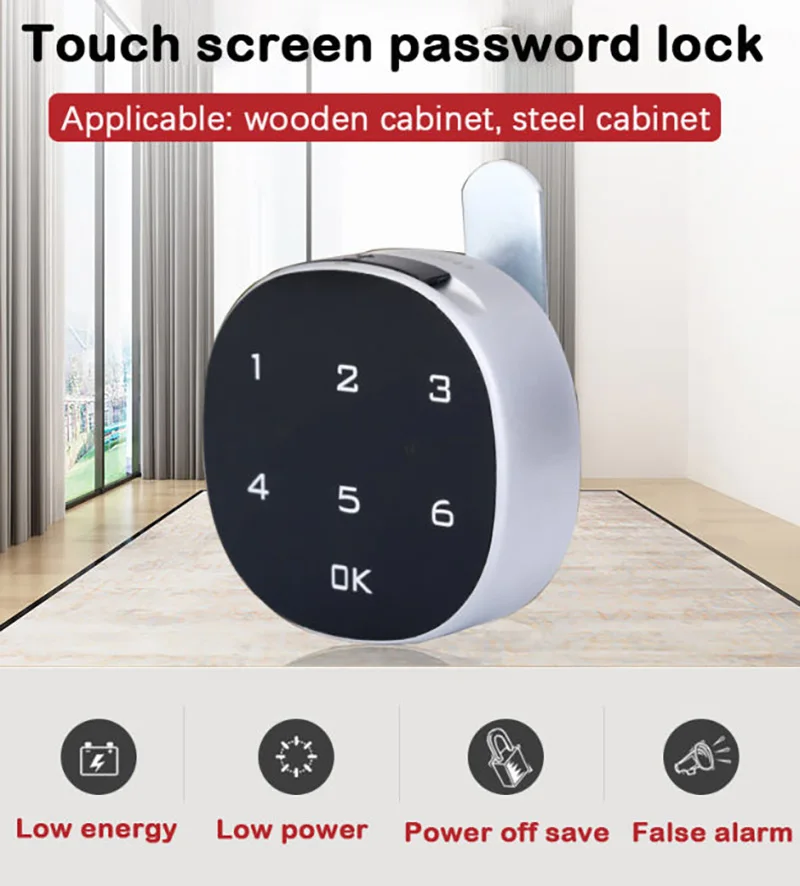 6 Digits Password Code Combination Padlock Zinc Alloy Touch Screen Smart Lock Anti-thieft For Wooden Cabinet Drawer Office File