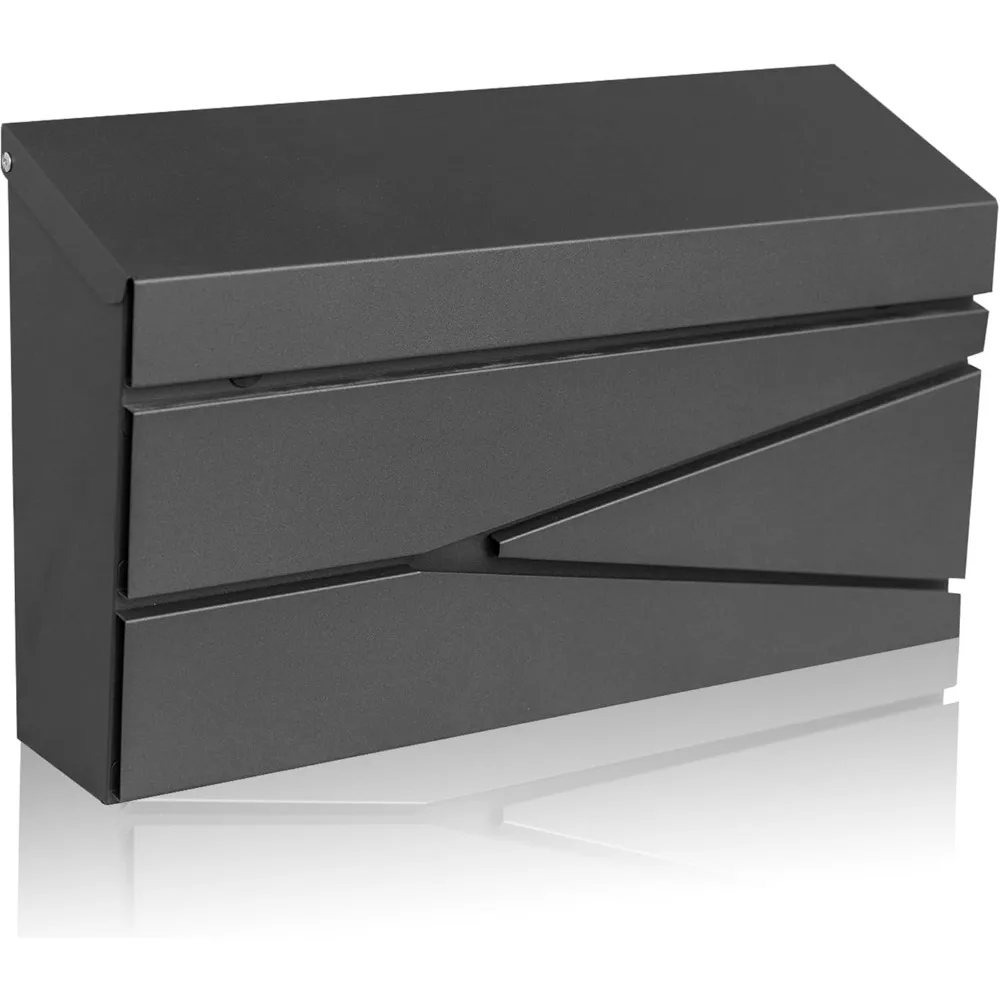 

Настенный почтовый ящик, большая вместительная металлическая почтовая коробка из оцинкованной стали, устойчивая к ржавчине, для улицы, черный современный гладкий стиль