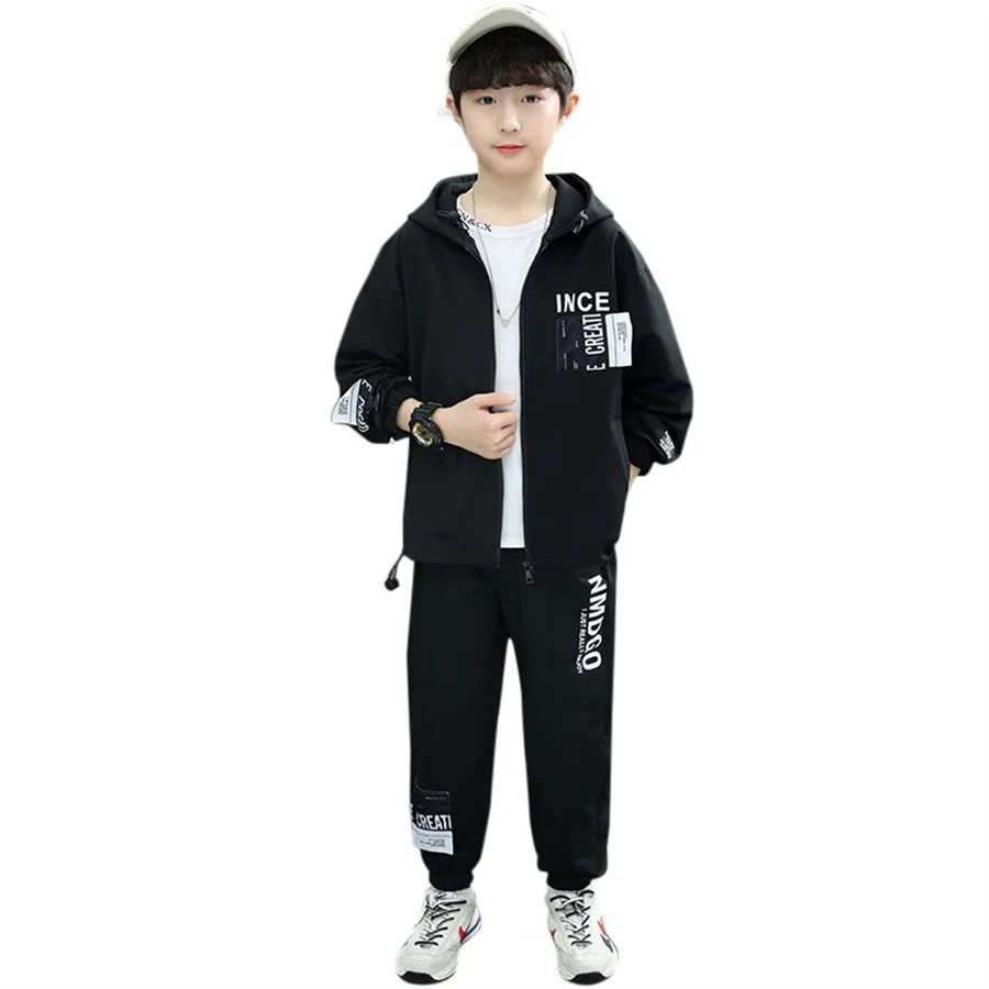 2023 Autumn Kids Boys Set Clothes Boys Long Sleeve Zipper Coat+Elastic Sweatpant Sport Clohting Child Tracksuit 4-14Years