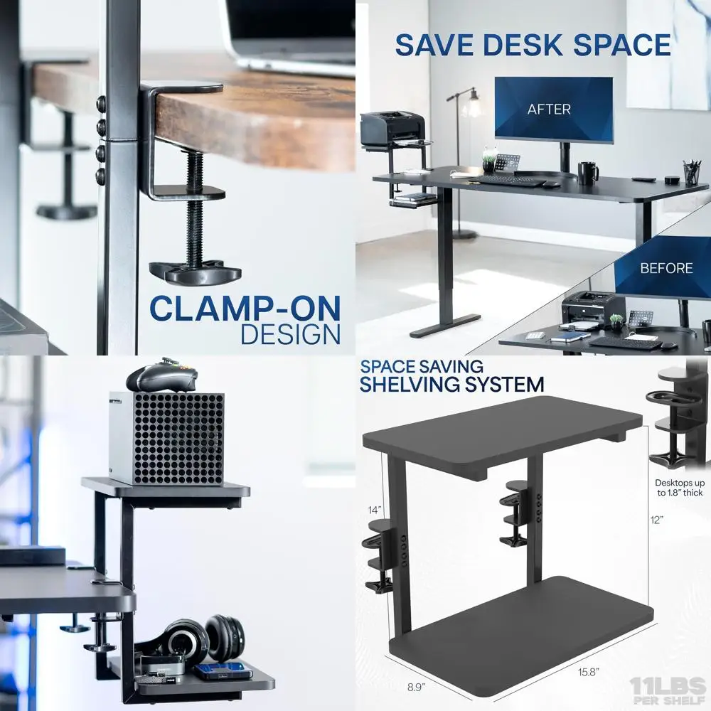 

Adjustable 16 Dual-Level Desk Organizer with 4 Setup Options, Black