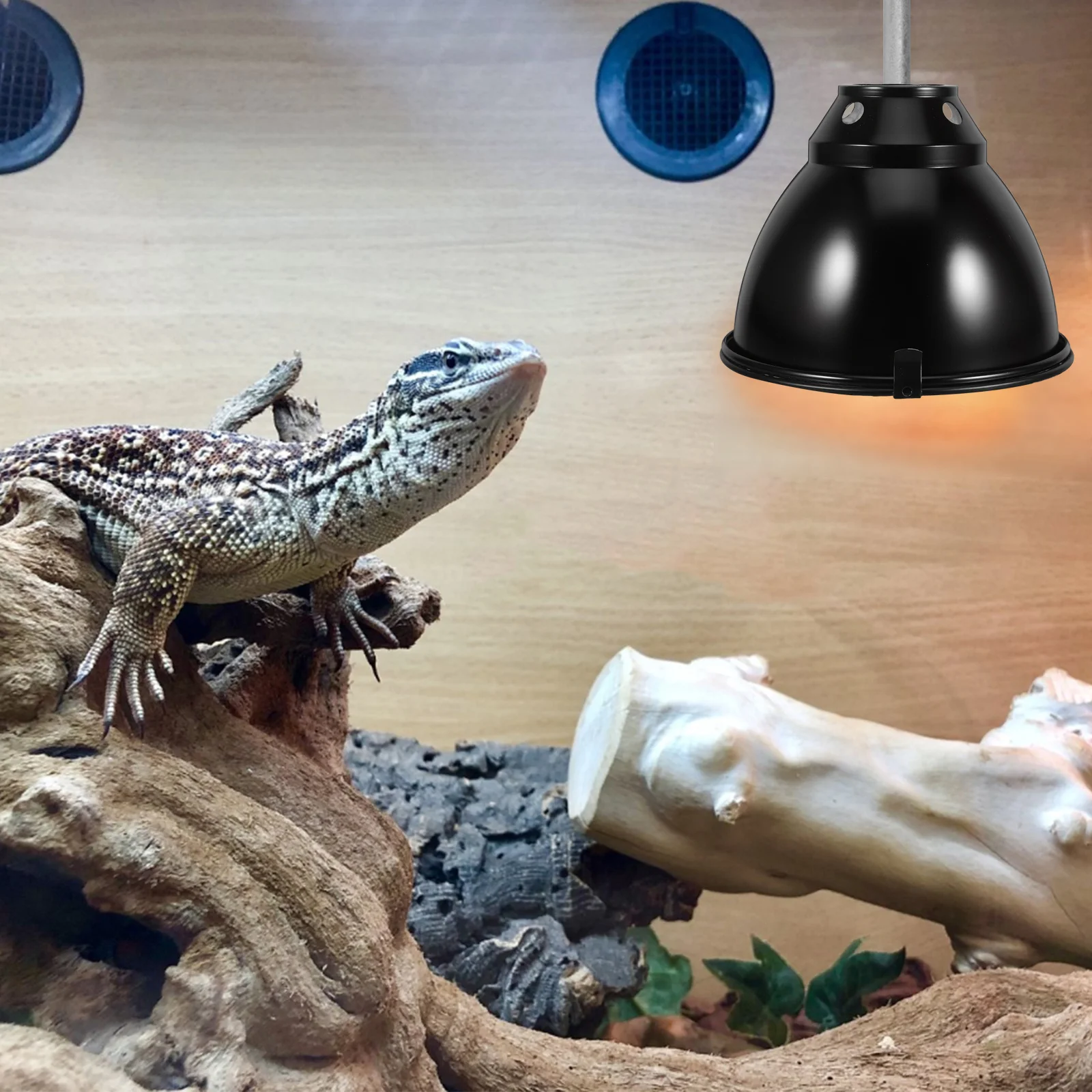 

2 set Reptile Heat Lamp Cover Stainless Steel Reflector Dome For Efficient Heat Distribution Hollow Out Design Safe Anti-Scald